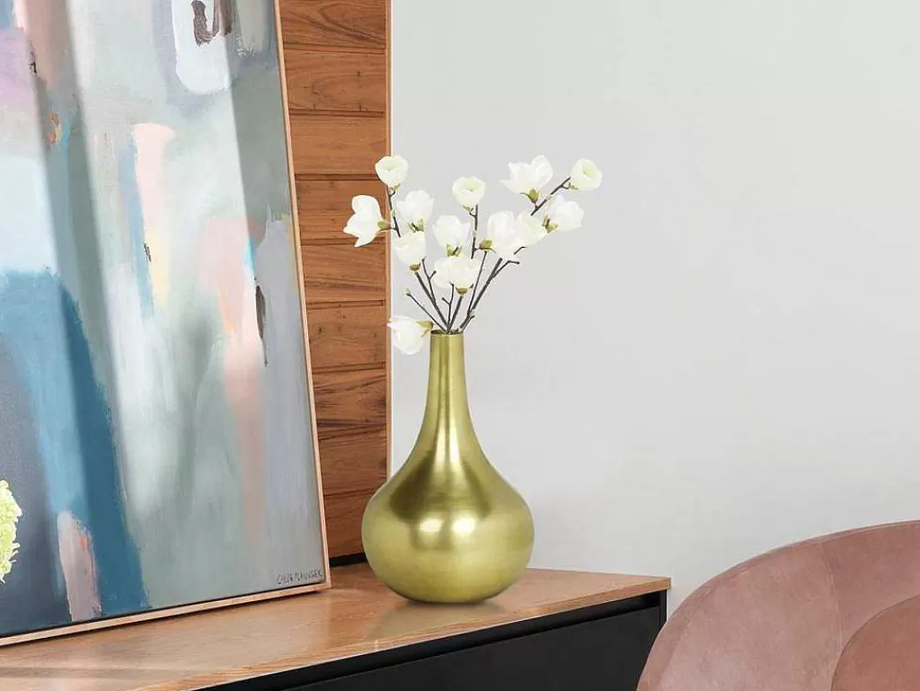 Objeto De Decoração Interior*OZAIA Vaso Em Metal Dourado A.30 Cm Acabamento Latao Antigo - Gizeh