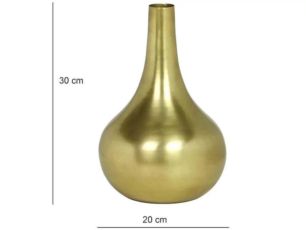 Objeto De Decoração Interior*OZAIA Vaso Em Metal Dourado A.30 Cm Acabamento Latao Antigo - Gizeh