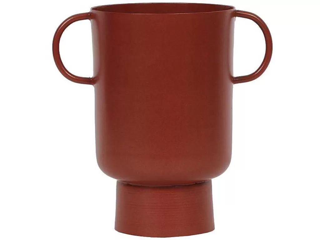 Promoções Decoração*OZAIA Vaso Pequeno Em Metal Com Asas A.17 Cm Terracota - Bilian