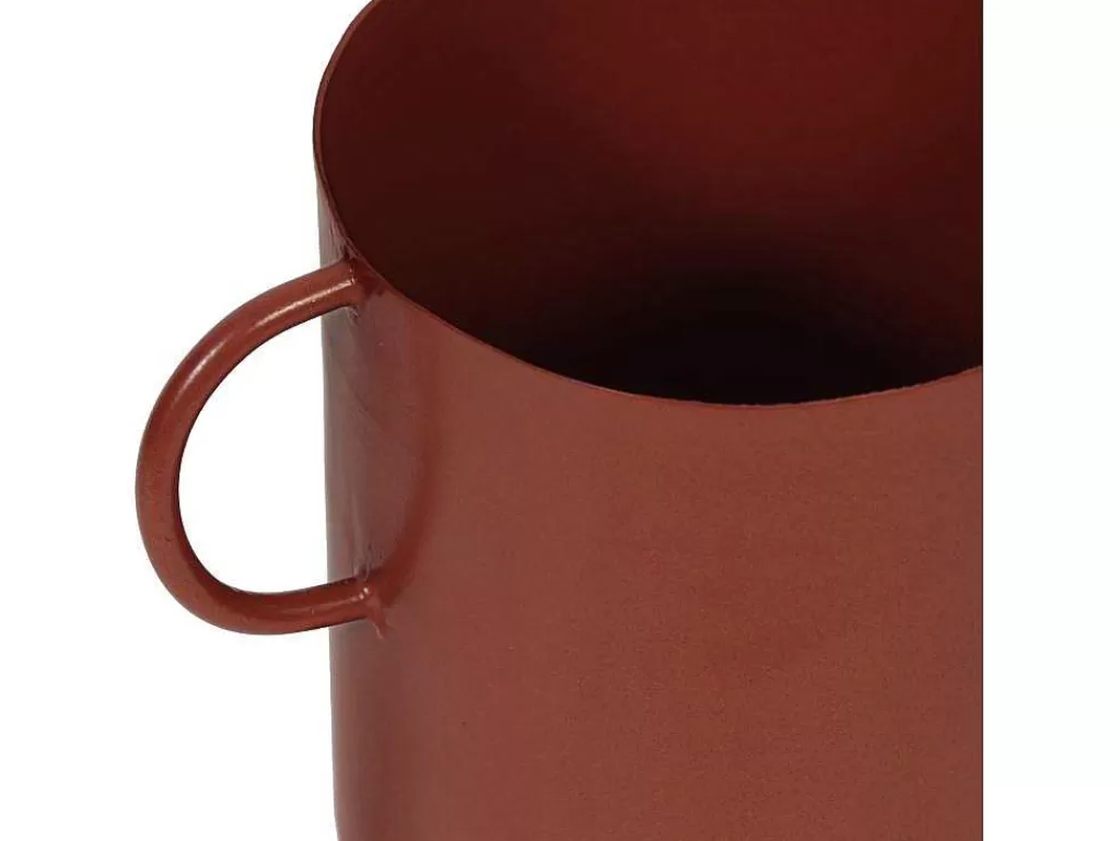Promoções Decoração*OZAIA Vaso Pequeno Em Metal Com Asas A.17 Cm Terracota - Bilian