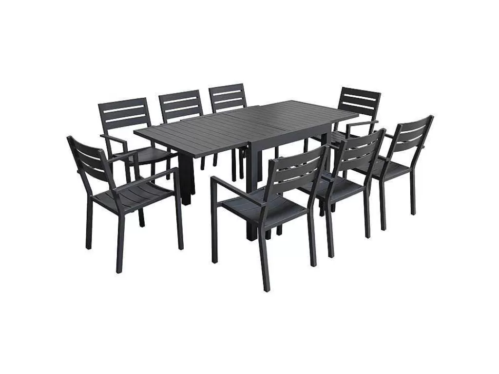Conjunto Mesa E Cadeiras De Jardim*Happy Garden Venezia Conjunto De Mobiliário De Jardim Extensivel 90/180 Em Aluminio Antracite - 8 Lugares