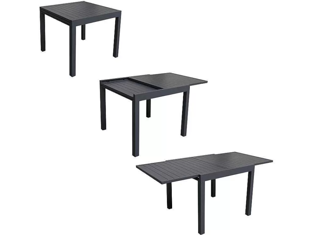 Conjunto Mesa E Cadeiras De Jardim*Happy Garden Venezia Conjunto De Mobiliário De Jardim Extensivel 90/180 Em Aluminio Antracite - 8 Lugares