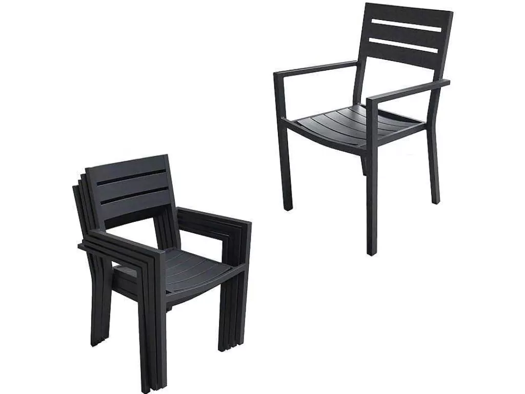 Conjunto Mesa E Cadeiras De Jardim*Happy Garden Venezia Conjunto De Mobiliário De Jardim Extensivel 90/180 Em Aluminio Antracite - 8 Lugares