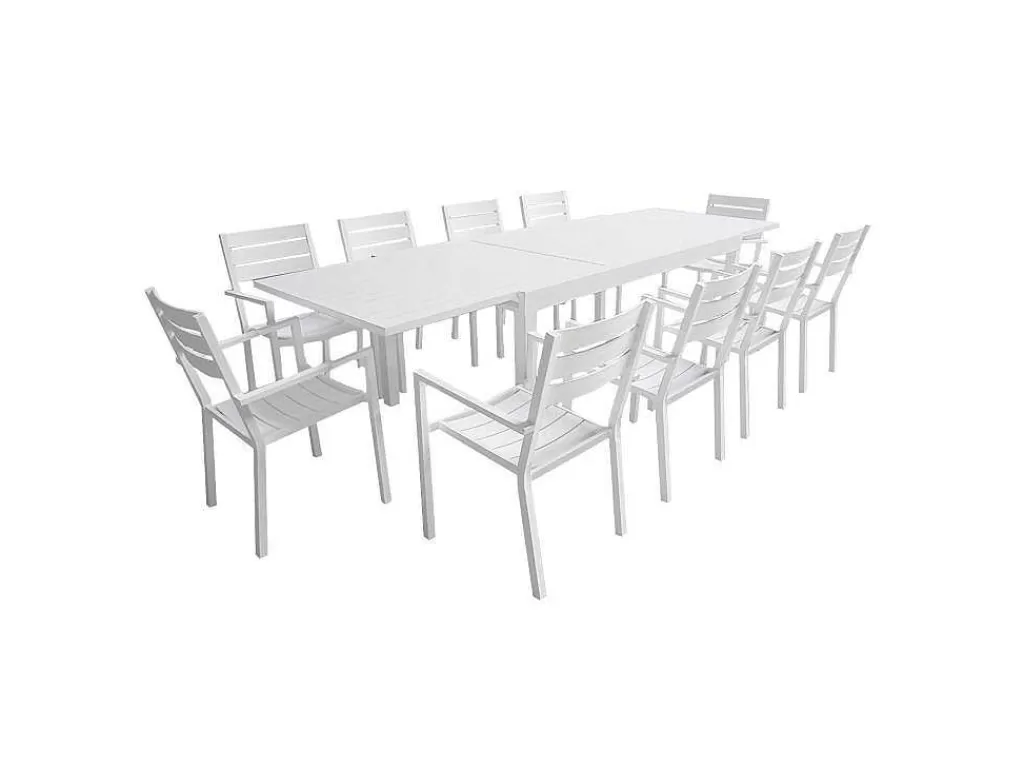 Conjunto Mesa E Cadeiras De Jardim*Happy Garden Venezia Conjunto De Moveis De Jardim De Aluminio Extensivel 180/300 - Branco