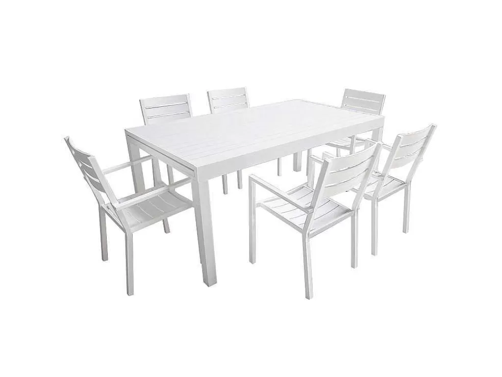 Conjunto Mesa E Cadeiras De Jardim*Happy Garden Venezia Conjunto De Moveis De Jardim De Aluminio Extensivel 180/300 - Branco