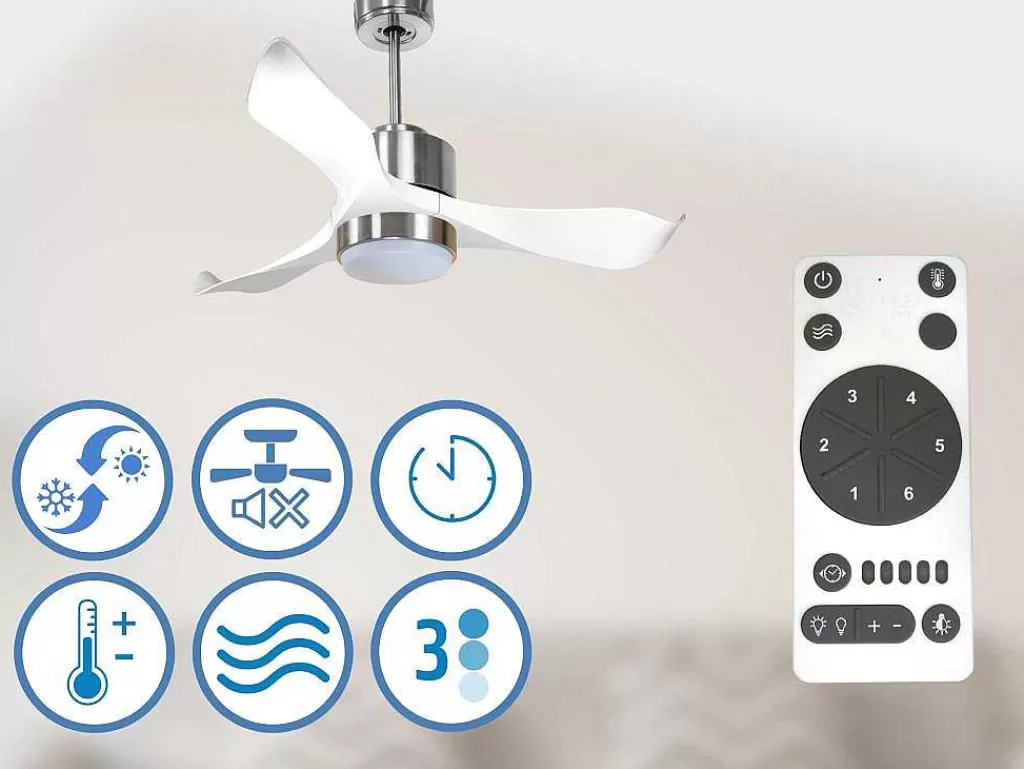 Ventilador*Purline Ventilador De Tecto Reversivel Termostato Regulavel Termostato Regulavel Wifi Motor Dc Tectos Inclinados 2/3 Laminas Memória Hypersilence