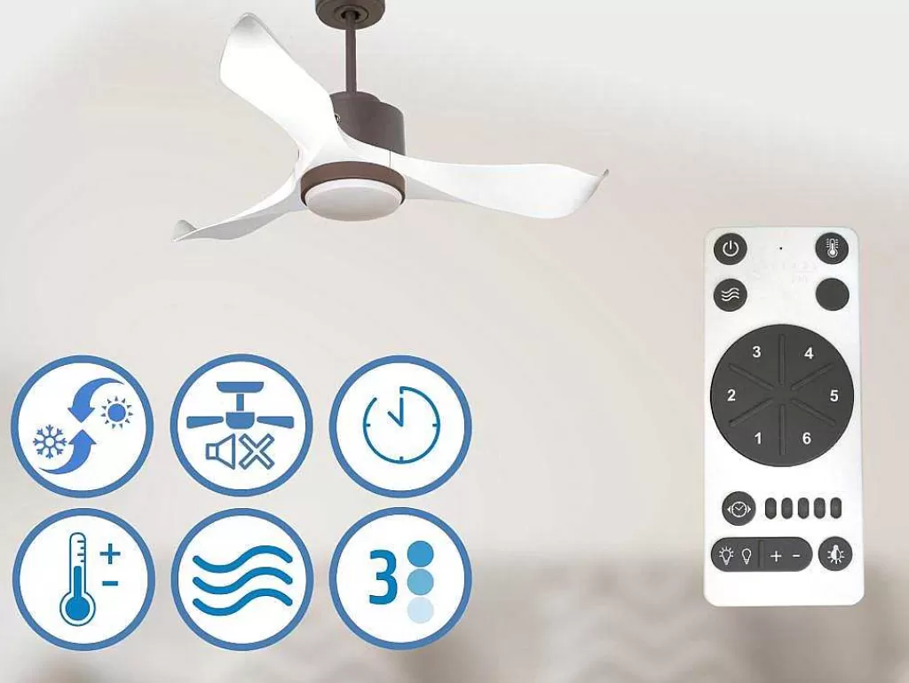 Ventilador*Purline Ventilador De Tecto Reversivel Termostato Regulavel Termostato Regulavel Wifi Motor Dc Tectos Inclinados 2/3 Laminas Memória Hypersilence