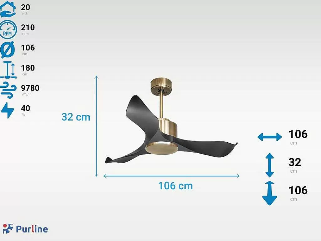 Ventilador*Purline Ventilador De Tecto Reversivel Termostato Regulavel Termostato Wifi Motor Dc Tectos Inclinados Controlo Remoto Adaptador De Luz De Tres Tons 2/3 Laminas Memória Hipersilenciosa