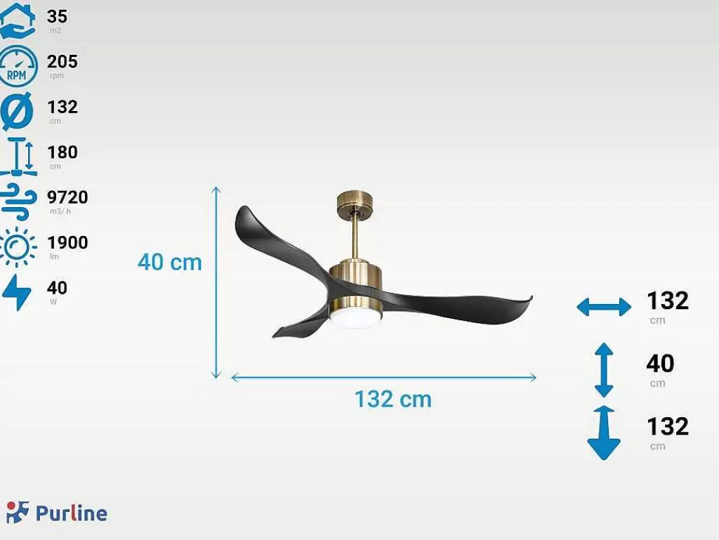 Ventilador*Purline Ventilador De Tecto Reversivel Termostato Regulavel Termostato Wifi Motor Dc Tectos Inclinados Controlo Remoto Adaptador De Luz De Tres Tons 2/3 Laminas Memória Hipersilenciosa