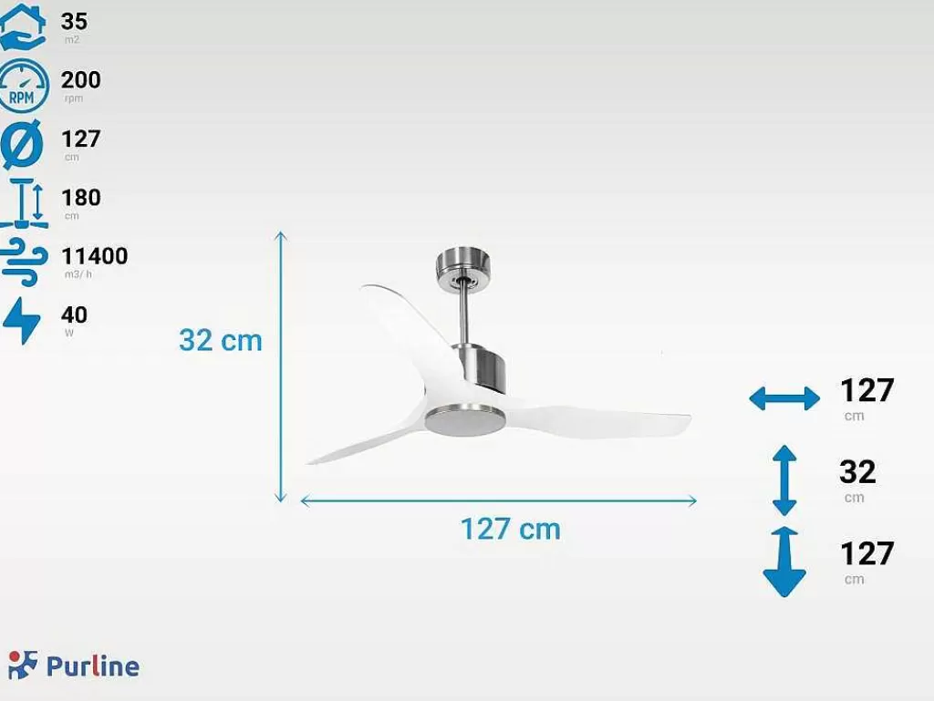 Ventilador*Purline Ventilador De Tecto Reversivel Termostato Regulavel Termostato Wifi Motor Dc Tectos Inclinados Controlo Remoto Adaptador De Luz De Tres Tons 2/3 Laminas Memória Hipersilenciosa