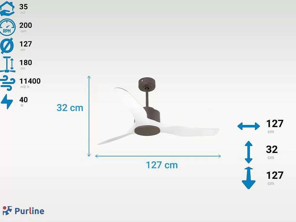 Ventilador*Purline Ventilador De Tecto Reversivel Termostato Regulavel Termostato Wifi Motor Dc Tectos Inclinados Controlo Remoto Adaptador De Luz De Tres Tons 2/3 Laminas Memória Hipersilenciosa