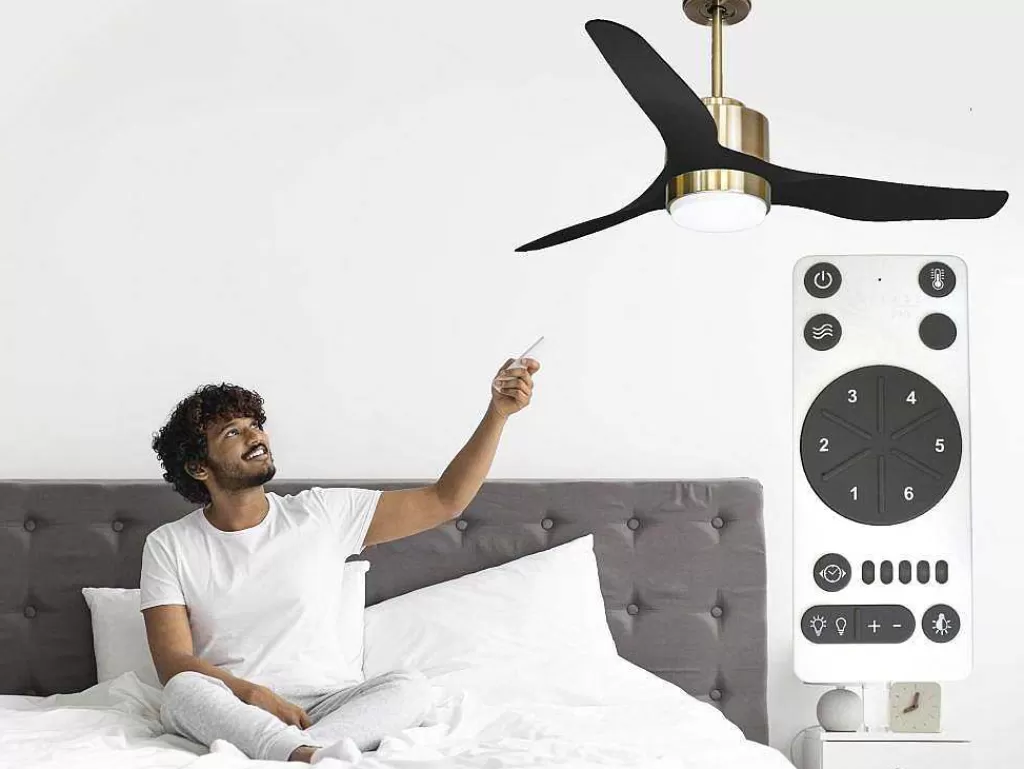 Ventilador*Purline Ventilador De Tecto Reversivel Termostato Regulavel Termostato Wifi Motor Dc Tectos Inclinados Controlo Remoto Adaptador De Luz De Tres Tons 2/3 Laminas Memória Hipersilenciosa