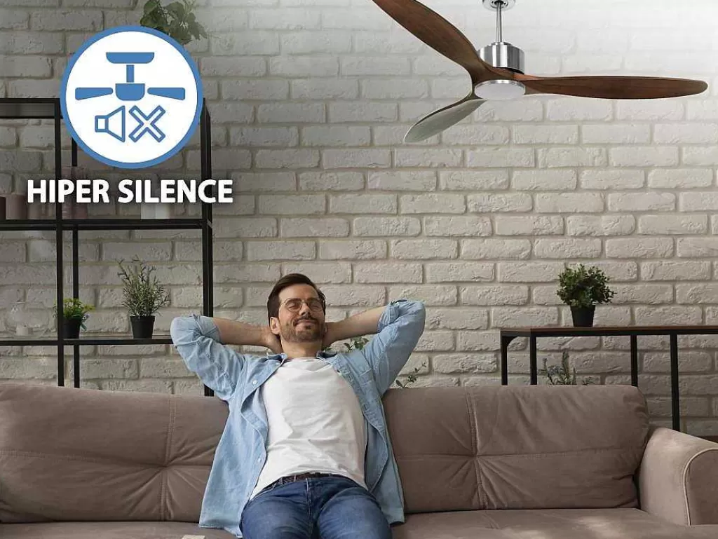 Ventilador*Purline Ventilador De Tecto Reversivel Termostato Regulavel Termostato Wifi Motor Dc Tectos Inclinados Controlo Remoto Luz De Tres Tons Memória Hipersilenciosa