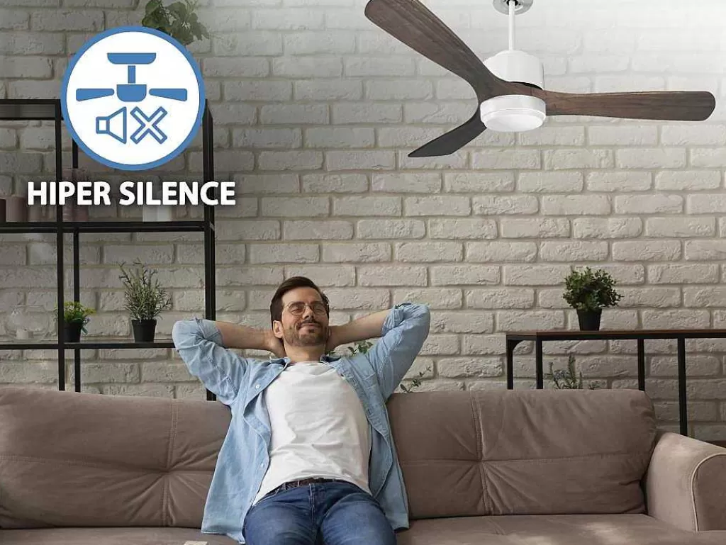 Ventilador*Purline Ventilador De Tecto Reversivel Termostato Regulavel Termostato Wifi Motor Dc Tectos Inclinados Controlo Remoto Luz De Tres Tons Memória Hipersilenciosa