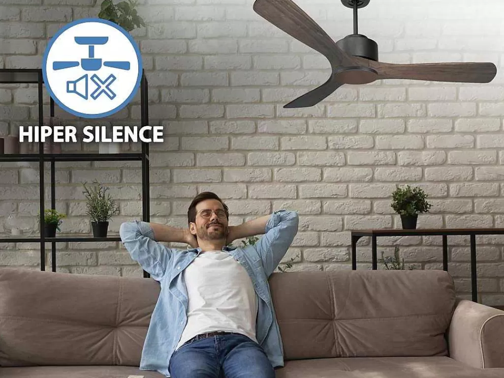 Ventilador*Purline Ventilador De Tecto Reversivel Termostato Regulavel Termostato Wifi Motor Dc Tectos Inclinados Controlo Remoto Luz De Tres Tons Memória Hipersilenciosa