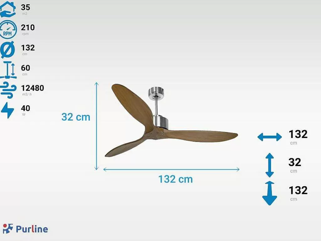 Ventilador*Purline Ventilador De Tecto Reversivel Termostato Reversivel Motor Wifi Tectos Dc Hypersilence Memory Fullwood