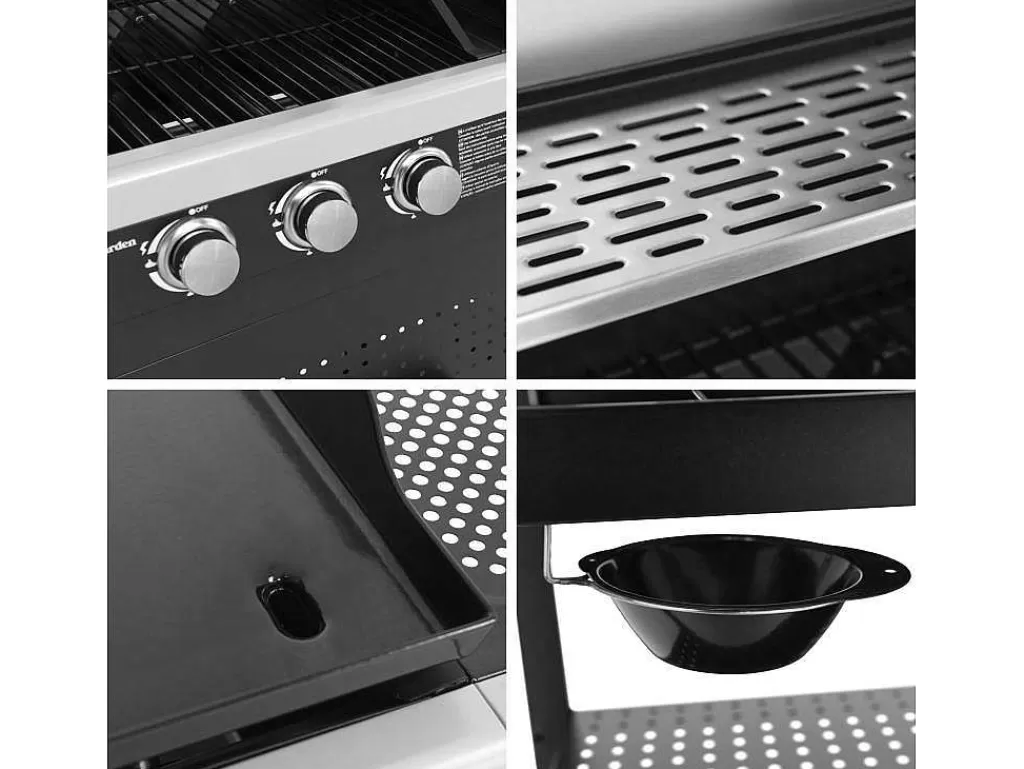 Barbecue, Braseiro De Jardim, Plancha*Happy Garden Vesuvio Duo Barbecue A Gas - 3 Queimadores + Plancha 3 Queimadores