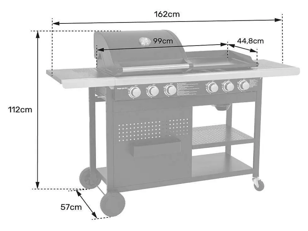 Barbecue, Braseiro De Jardim, Plancha*Happy Garden Vesuvio Duo Barbecue A Gas - 3 Queimadores + Plancha 3 Queimadores