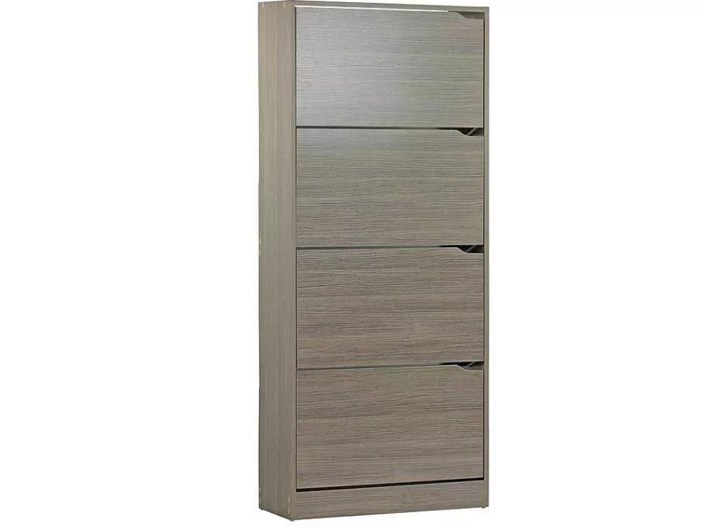 Sapateira*Vente-unique Wehome - Sapateira 4 Portas Com Puxadores Retrateis 63X150 Cm Carvalho Cinza