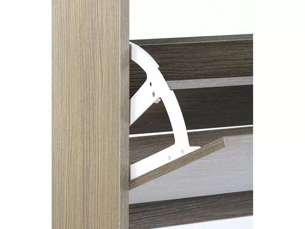 Sapateira*Vente-unique Wehome - Sapateira 4 Portas Com Puxadores Retrateis 63X150 Cm Carvalho Cinza