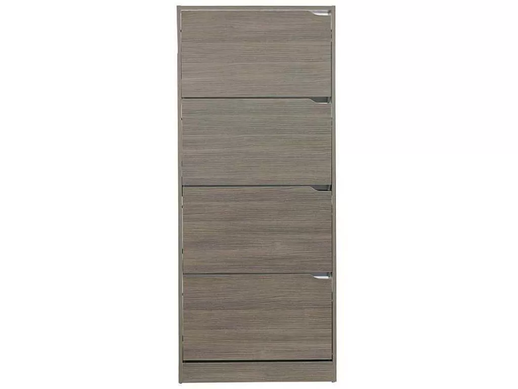 Sapateira*Vente-unique Wehome - Sapateira 4 Portas Com Puxadores Retrateis 63X150 Cm Carvalho Cinza